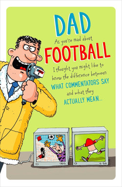 Fathers Day Card - Dad (Humour) / What Commentators Say & Man With Yellow Coat