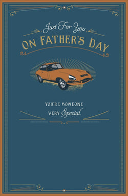 Fathers Day Card - Just For You / A Classic Orange Car & An Orange Frame