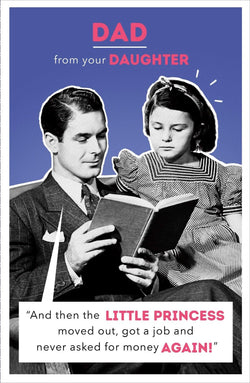 Fathers Day Card - Dad From Daughter / A Man Reading A Book To A Girl