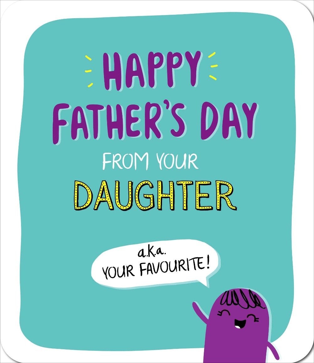Fathers Day Card - Dad From Daughter / A Purple Character & A Green Front