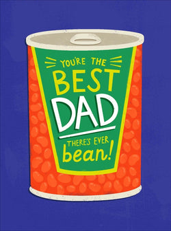 Fathers Day Card - Dad / There's Ever Bean & Red Can On Blue Background