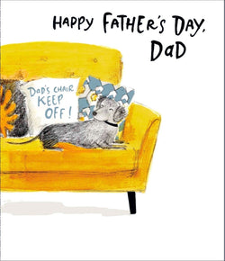Fathers Day Card - Dad (Humour) / Chair Keep Off! & Dog Resting On Sofa