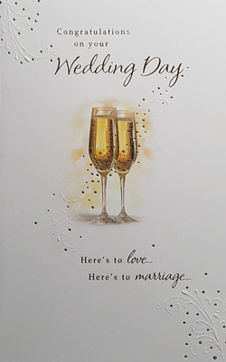 Wedding Card - Two Glasses Of Gold Champagne
