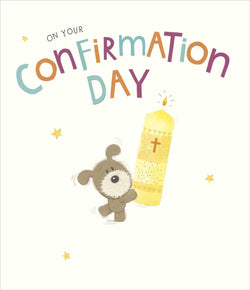 Confirmation Card - Cute Teddy Holding A Candle
