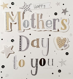 General Mothers Day Card - Gold & Silver Font & Stars