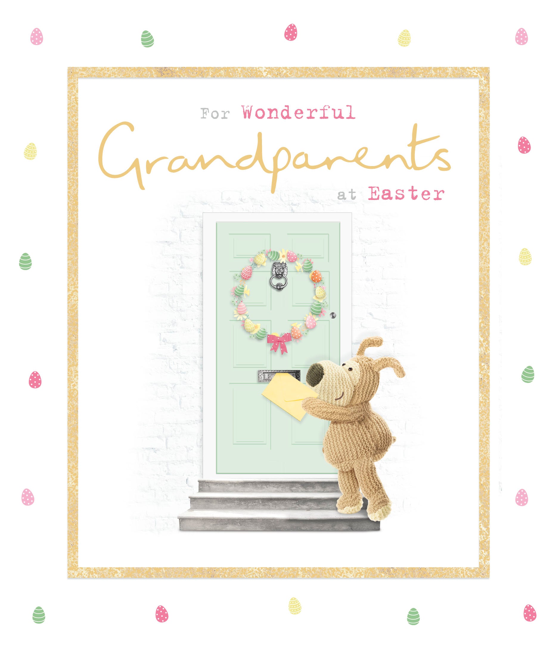 Easter Card - Grandparents / Dog Delivering Letter Through Door