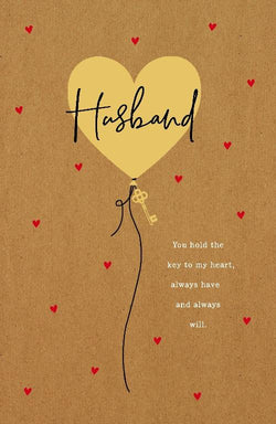 Husband Valentines Day Card - Heart Balloon with Key