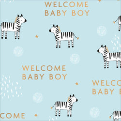Gift Wrap - Flat Wrap / New Baby Boy - Zebras (Folded Twice)