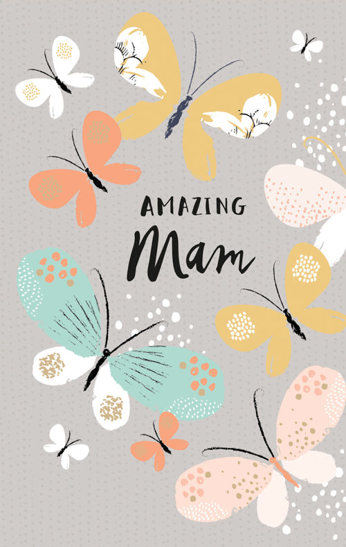 Mam Mothers Day Card - Butterflies On Grey