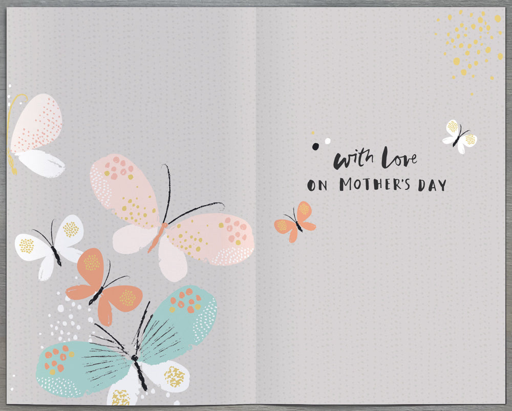 Mam Mothers Day Card - Butterflies On Grey