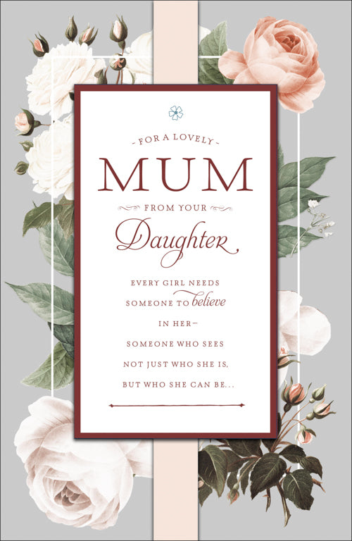 Mum From Daughter Mothers Day Card - Poem On Floral Cover