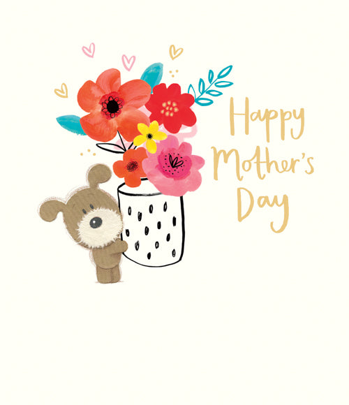 General Mothers Day Card - Cute Dog Holding Vase