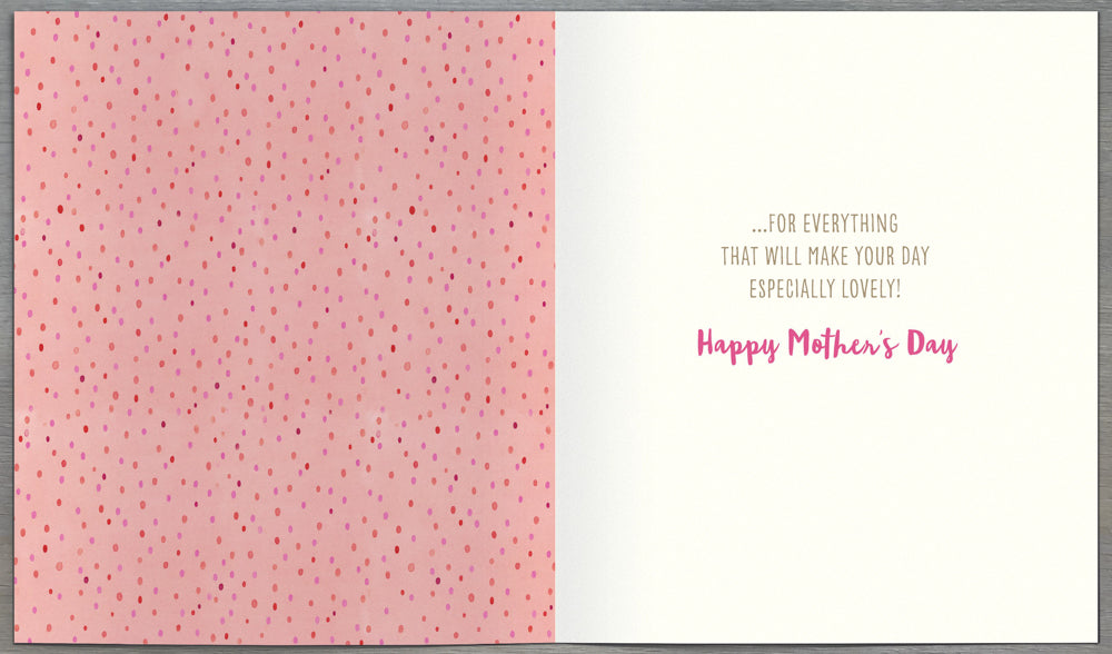 General Mothers Day Card - Just For You / Cute Dog Holding Bouquet