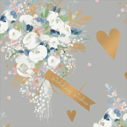 Gift Wrap - Flat Wrap / Wedding Wishes & Gold Hearts (Folded Twice)