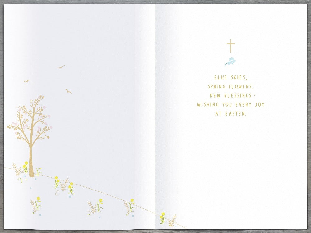 Easter Card - A White Church & Trees On A Hill