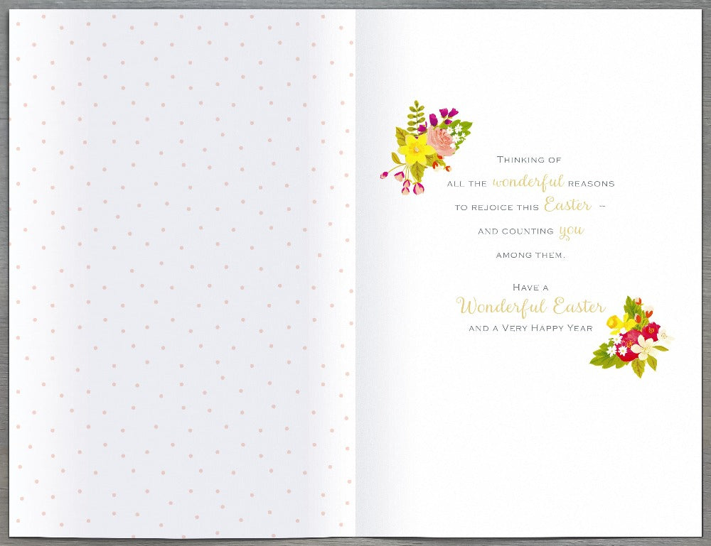 Easter Card - Just For You / Prayer With A Little Cross & A Yellow Bow