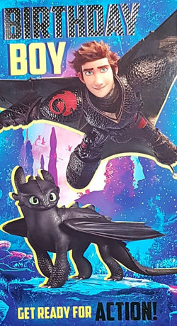 Birthday Card - A Man With A Black Dragon Ready For Action