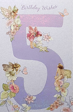 Age 5 Birthday Card - Little Flower Fairies All Around