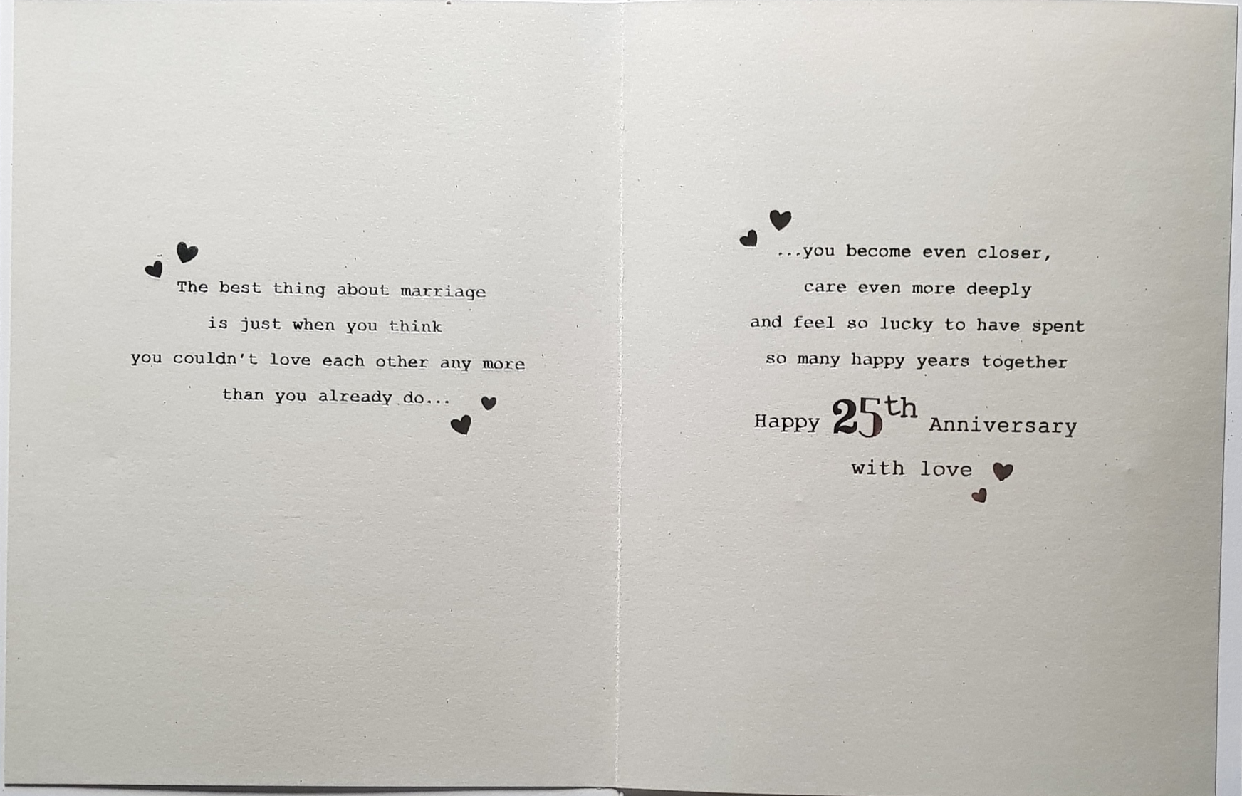 Anniversary Card - 25th Anniversary / Little Silver Hearts & Stars