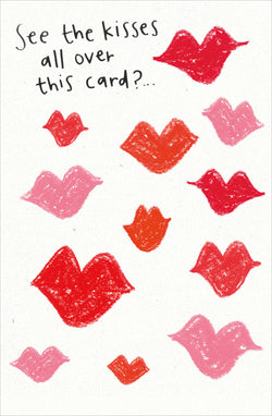 Funny Valentines Day Card - Kisses All Over This Card