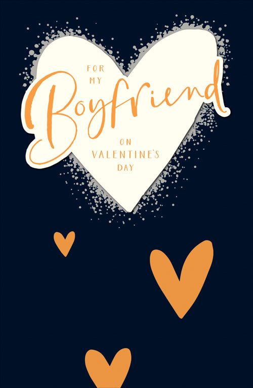 Boyfriend Valentines Day Card - Gold Blue Hearts