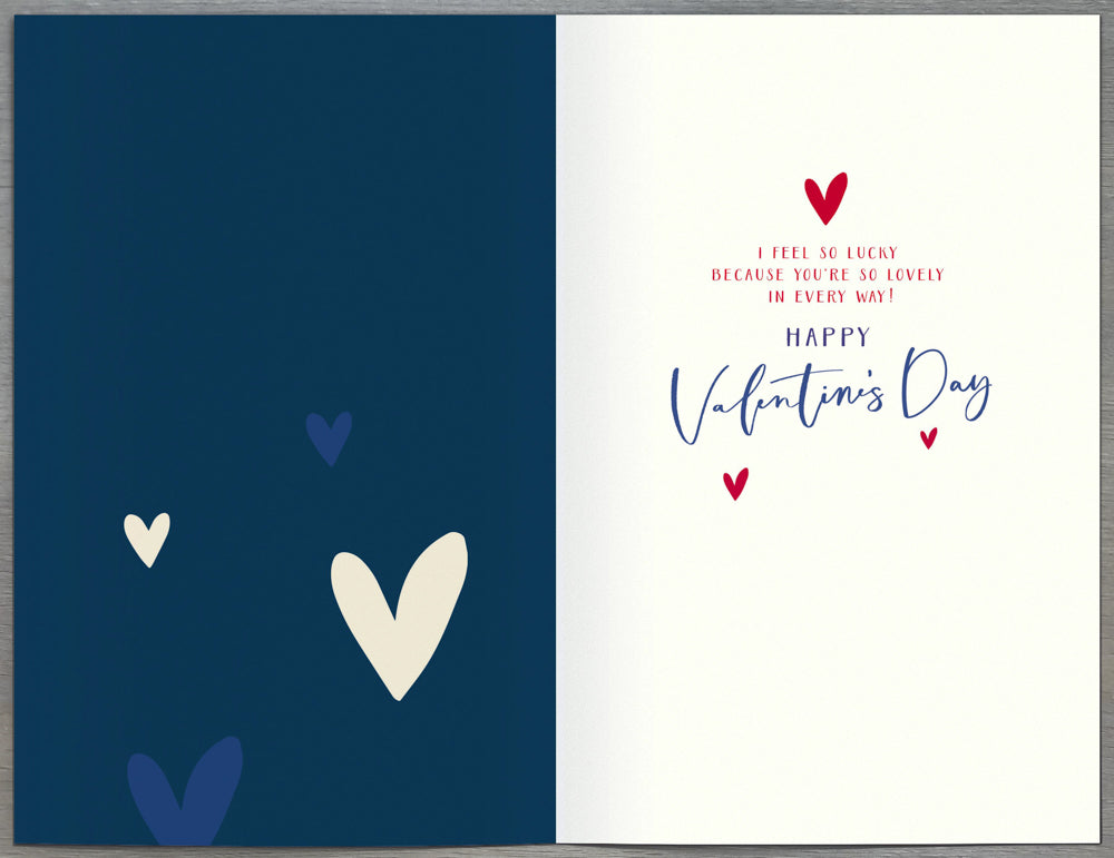 Boyfriend Valentines Day Card - Gold Blue Hearts
