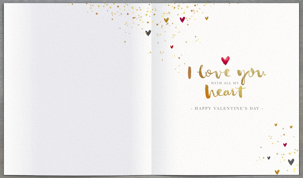 Wife Valentines Day Card - Balloon Gold Confetti Bubbles