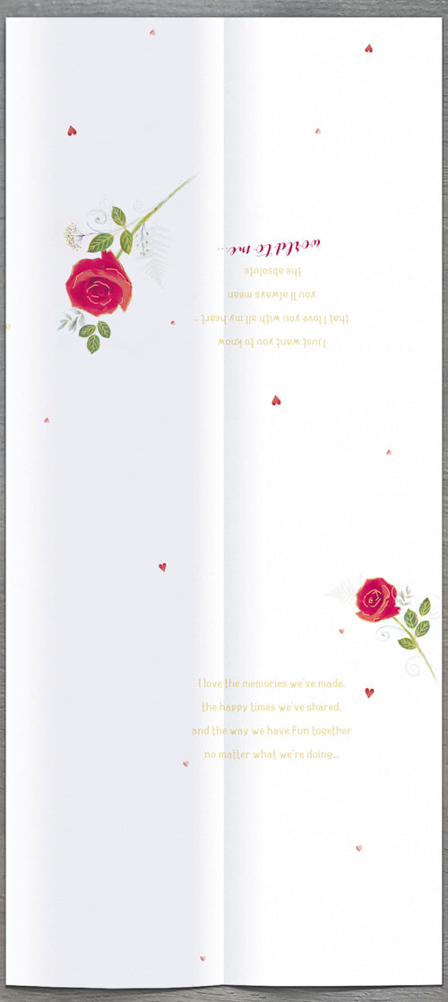 Wife Valentines Day Card - Red Heart Gold Envelope