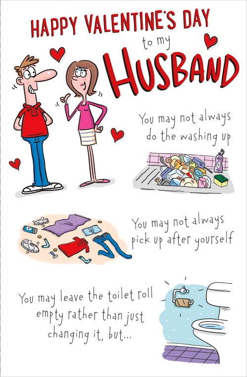 Husband Valentines Day Card - Washing After Toilet Roll