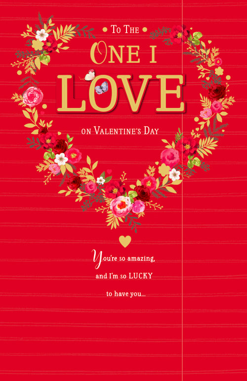 One I Love Valentines Day Card - Lucky Amazing Wreath