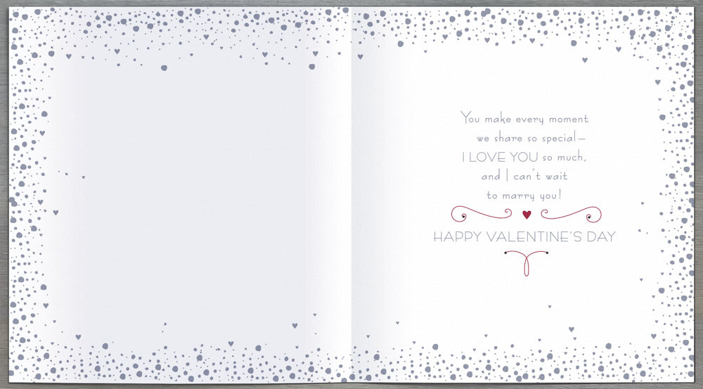 Fiancee Valentines Day Card - Decorated Lines Pink Red Hearts