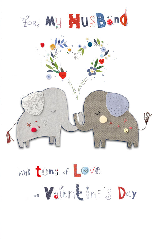 Husband Valentines Day Card - Tons Of Love Floral Heart Wreath