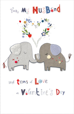 Husband Valentines Day Card - Tons Of Love Floral Heart Wreath