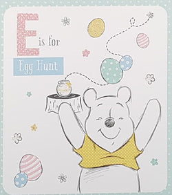 Easter Card - 'E' is for Egg Hunt / Happy Bear With A Pot Of Honey