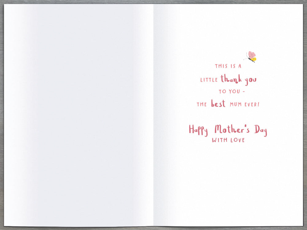 Mum Mothers Day Card - Cute Little Bear With Butterflies