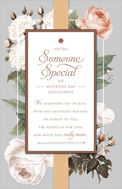 Someone Special Mothers Day card - Flowers On Grey Background