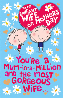 Wife Mothers Day Card - Men Holding Heart On His Head