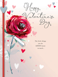 General Valentines Day Card - With Love Silver Leaf