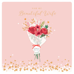 Wife Valentines Day Card - Flower Bunch Bouquet
