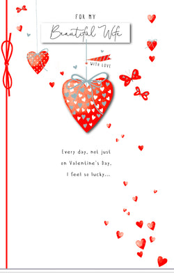 Wife Valentines Day Card - Strawberry Heart Gift