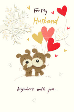 Husband Valentines Day Card - Anywhere With You Dotted Heart