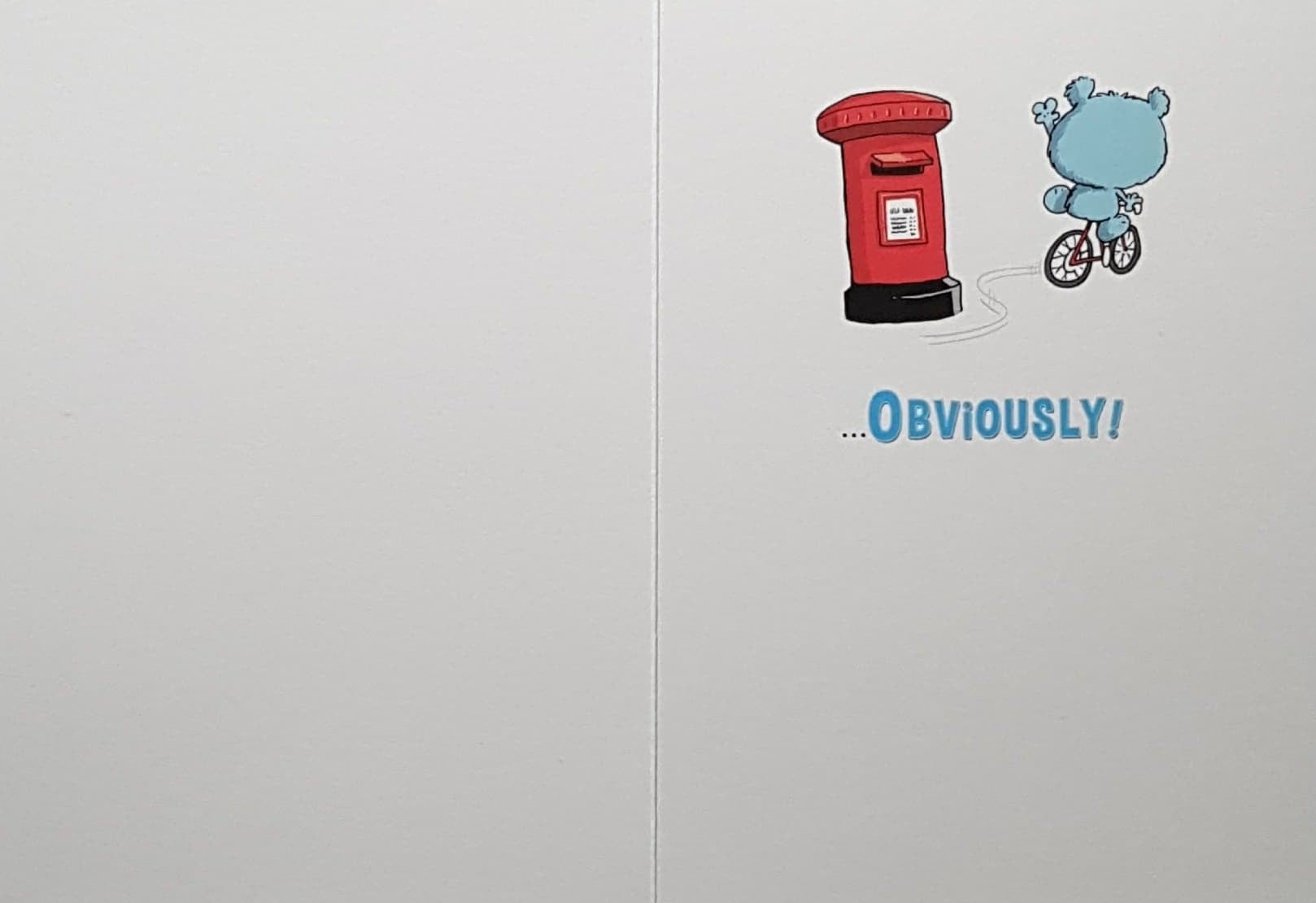 Birthday Card - Humour / A Cute Blue Bear On A Red Bicycle
