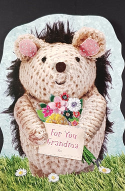 Grandma Mothers Day Card - Cute Knitted Hedgehog