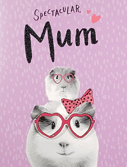 Mum Mothers Day Card - Guinea Pigs with Red Glasses