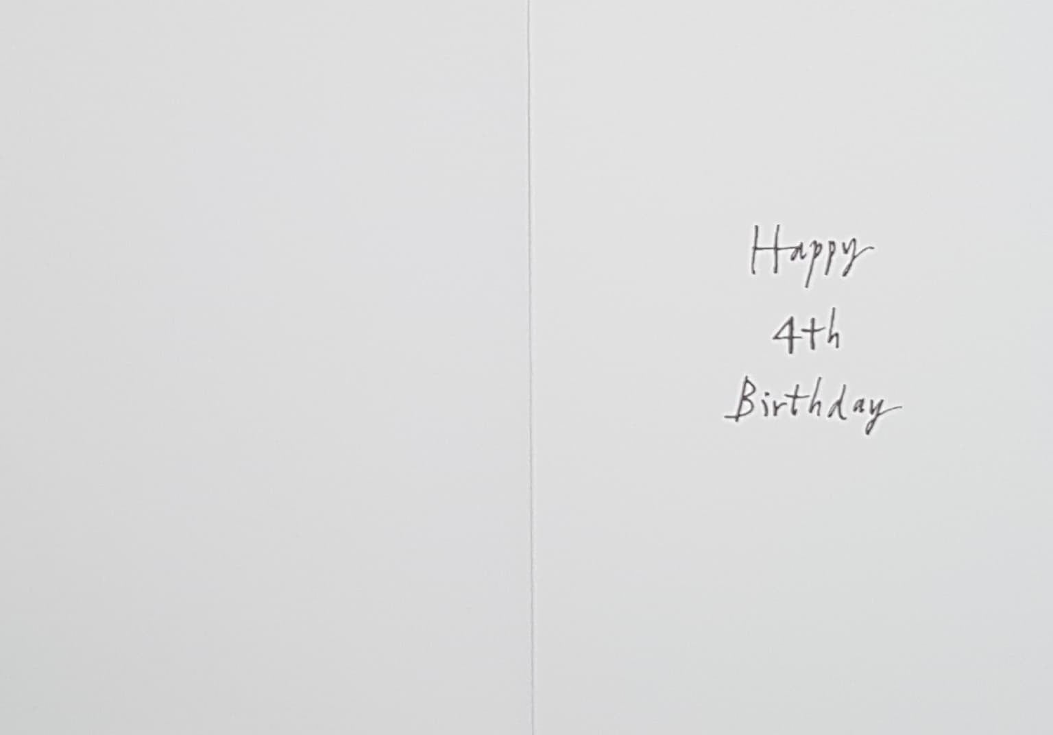 Age 4 Birthday Card - A Girl Balancing A Plate Of Jelly On Her Head