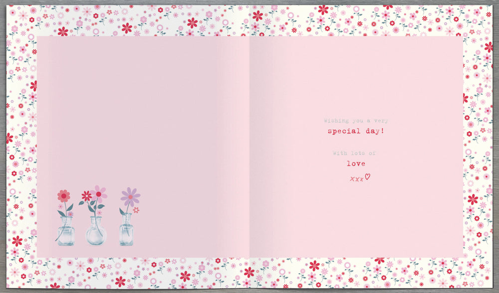 Auntie Mothers Day Card - Vases Of Flower Stuffed Dog