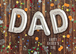 Fathers Day Card - Dad / Silver Balloon Letters DAD