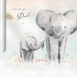Fathers Day Card - Dad / Two Elephants & Leaf