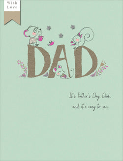 Fathers Day Card - Dad / Three Stars And Animals Relaxing
