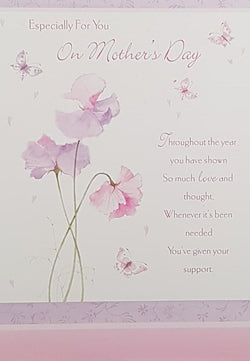 Especially For You Mothers Day Card - Four Pink Butterflies